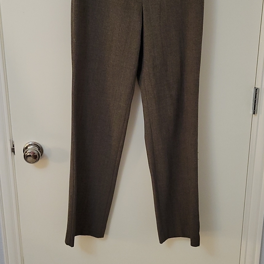 SAG HARBOR 1990s Brown Plaid Midrise Poplin Flat Front Dress Pants - Picture 4 of 12